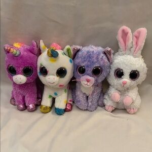 Ty Sparkle Eyes Plush Beanie BoosAssorted Unicorns, Cat & Bunny